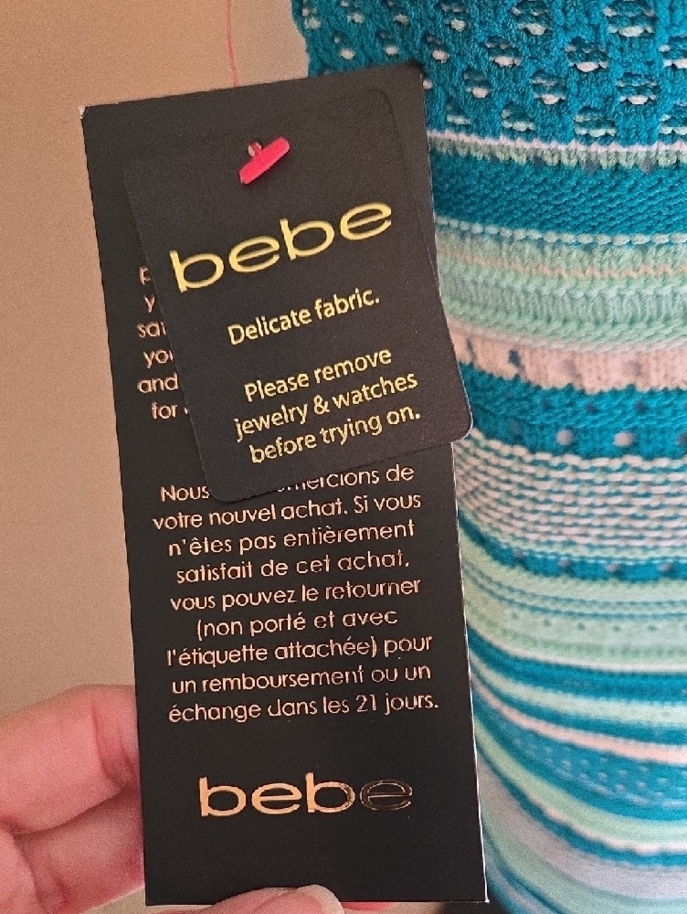 bebe Teal, Aqua & White Striped Cutout Halter Midi Dress SEXY NWT XS - Picture 2 of 9